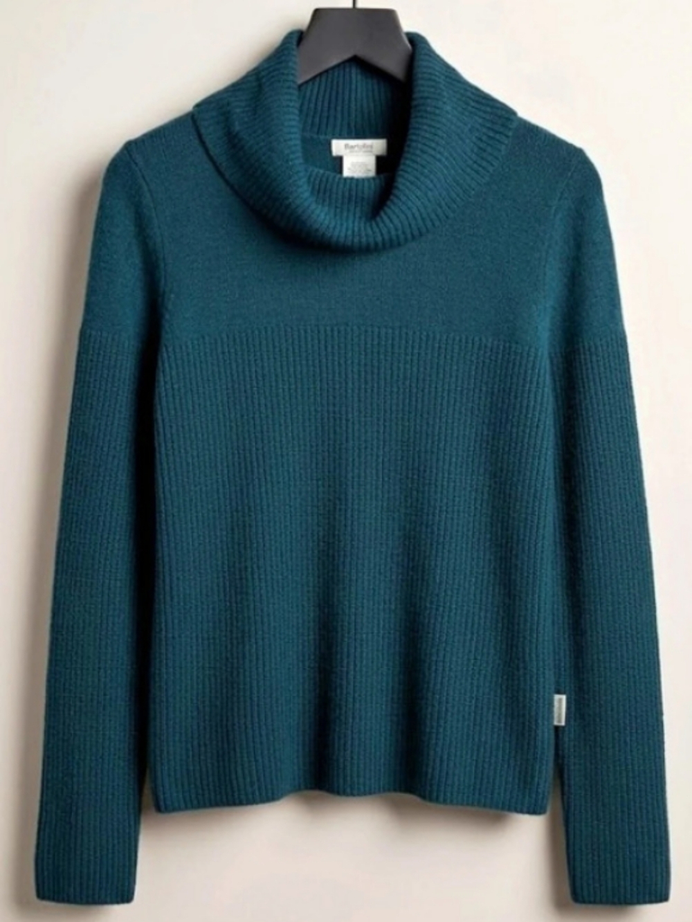 Bartolini Cowl Neck Wool Cashmere Sweater Teal (Sz L) Warm Cozy Fall Capsule Lux